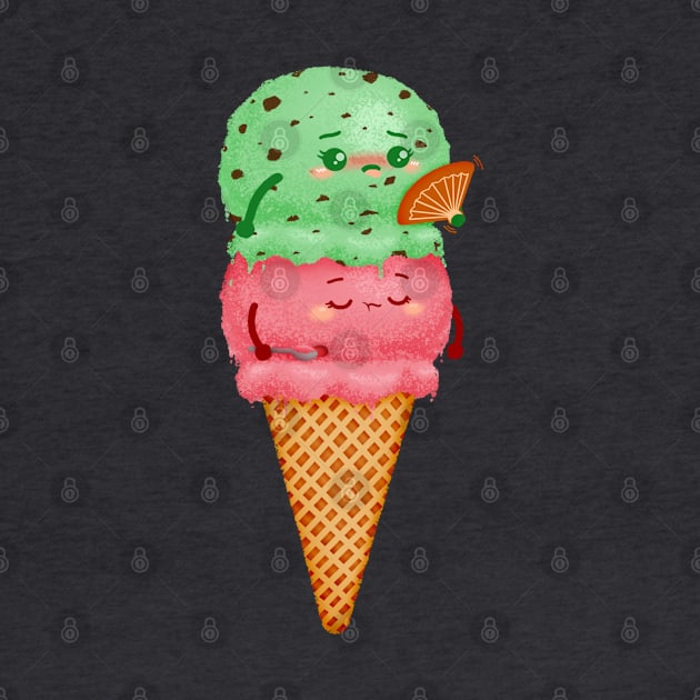 Hot Ice Cream Cone Cute Illustration by heydinasaur